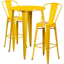 Flash Furniture 30" Round Yellow Metal Indoor-Outdoor Bar Table Set with 2 Cafe Stools