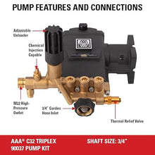 AAA 3700 PSI 2.5 GPM Horizontal Replacement Pressure Washer Pump Kit, 90037
