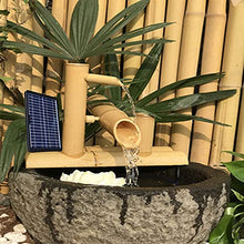 GenSDH Solar Fountain Bird Bath Bamboo Fountain,Japanese Style Bamboo Jinglu Water Device Flowing Water Decoration Courtyard Design,40Cm
