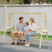 Outdoo Chic Wooden Garden Swing Chair, 726LBS Heavy Duty, Sturdy Wooden Frame & Weather Resistant, Comfortable Seating Structure, Anti-Rust Design, Easy Assembly for Patio, Backyard, Porch and Garden