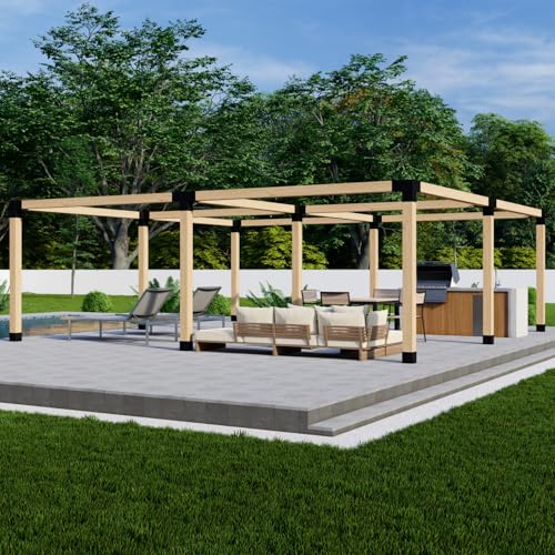 DIY Freestanding Pergola Bracket Kit - 6x6 Posts - Build Up to 24' x 24' - Steel Hardware Only