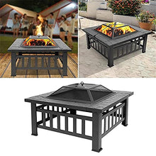 Garden Fire Pit Grill Bowl Grill Barbecue Rack Outdoor Fire Pit Garden Brazier Portable Courtyard Large Fire Bowl Cast Iron Fire Garden Outdoor for Patio Terrace Camping, Black 82x82x44cm (Bl