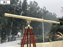 NauticalMart 44" Solid Brass Harbormaster Telescope with Mahogany Tripod Golden