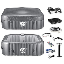 SereneLife Portable Hot Tub 6-Person Square Inflatable Spa with 130 Bubble Jets, LED Lights
