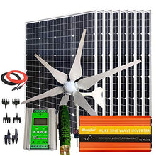 1300 Watts Wind Solar Hybrid Kit: 400W 24V Wind Turbine Generator + 8pcs 120W Monocrystalline Solar Panel + 2000W Pure Since Inverter(Peak 4000W)+Accessories