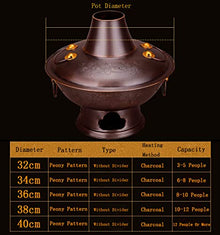 GenSDH Traditional Chinese Vintage Charcoal Shabu with Chimney,32Cm,Ideal for Home Parties & Restaurants,Serves 3-12 People,Perfect for Family Gatherings,Color,36cm