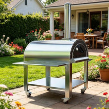 46''L Stainless Steel Wood Fired Pizza Oven, Mobile Wood Pellet Pizza Grill