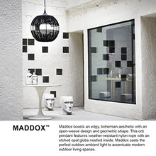 Hinkley Maddox Outdoor Large Bohemian Orb Pendant Light - Woven Weather-Resistant Nylon, Etched Opal Globe - Black