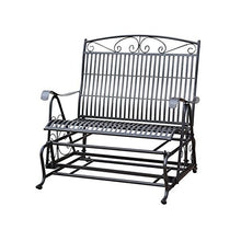 International Caravan Iron Patio Glider Loveseat in Black
