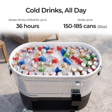 Permasteel 120-Qt Rolling Ice Chest, Portable Patio Party Bar Drink Cooler Cart with Wheels, Drink Dividers - Perfect for Outdoor or Indoor Entertaining, and Parties, Galvanized Steel