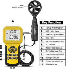 FRAHS Digital Anemometer, Handheld Airflow Wind Meter Backlight Wind Speed Anemometer, Backlight Wind Speed Meter for Measuring Wind Speed
