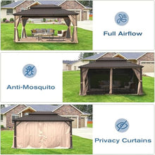 12x16 FT Hardtop Gazebo with Double Roof Canopy, Aluminum and Steel Frame Outdoor Pavilion for Backyard Parties, Weddings, and Dining