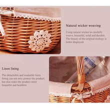 Storage Basket,Traditional Wicker Shopping with Fabric Lining Handmade Hamper Food Container Picnic for Wedding, Party,Medium