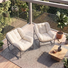 2 PCS Outdoor Rocking Chair, Papasan Rocking Chair with Thick Cushion, Comfy Wicker Reading Lounge, Indoor Bed-Like for Bedroom,Balcony, Porch, Garden, Beige