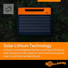 Gallagher S120 Lithium Solar Fence Charger | 1.2 Joule Energizer Powers Up to 35 Miles or 120 Acres | Solar Lithium Iron Phosphate Battery | Adaptive Power Control | Portable and Weather Resistant