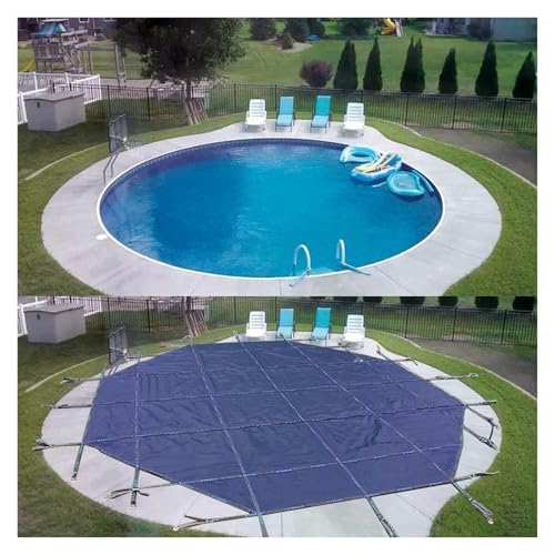 HAIXHX Heavy Duty Inground Pool Safety Cover, 5'/8'/10'/12'/14'/15'/16'/18'/20'/21'/24'/27'/28' Large Pool Covers, Custom Size Bule Round Pools Protector Coveing(33ft)
