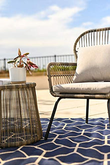 Barton 3 Pieces Bistro Chair Set w/Glass Table Grey Outdoor Patio Furniture Wicker Rattan Modern Conversation Chat Seating