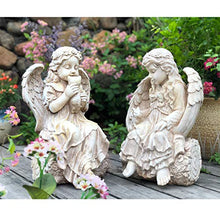 Garden Cherub Statue |Angel Holding A Rabbit,Resin Garden Figurine for Outdoor Home Yard Decor,A-Kissing Cat