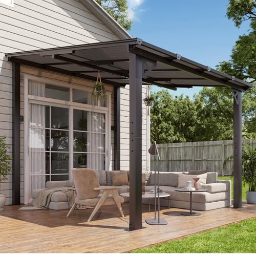 Aoxun Gazebo with Aluminum Frame & Polycarbonate Panel 8’x10’ Black