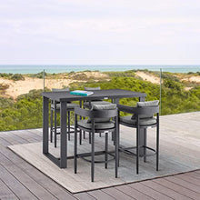Armen Living Menorca Outdoor Patio 5-Piece Aluminum Bar Set Grey