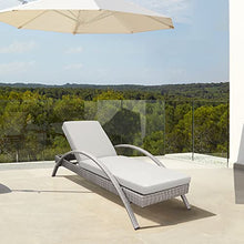 Armen Living Aloha Outdoor Patio Chaise Lounge Chair Gray Aluminum Wicker with Gray Cushion