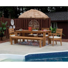 Afuera Living Contemporary Outdoor Dining Bench, 80" Teak Wood with Natural Oil Finish, Sustainable Plantation-Grown Teak, Chunky Base, Seats 3, Rustic Style Patio or Backyard Seating