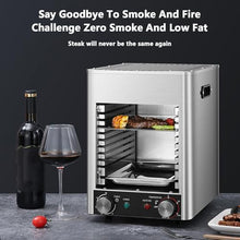 JYXYXSCP 800℃ Commercial Steak Broiler,w/0-10min Timer and 10 Grilling Slots,Time and Temperature Can Be Set,Adjustable for Beef Vegetables