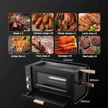 XYWGBMS Electric Rotisserie Grill, 2-Layer Auto Rotating Kebab Skewer Machine with Griddle, Smokeless BBQ for Chicken, Steak, Fish, Doner Kebab, Adjustable Temp & Time,Trident