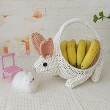 Whoasyst Elegant Rabbits Storage Basket Sturdy Woven Organizers Home Accessory for Gifts Candy and Home Decoration Woven Picnics Basket