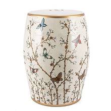 French Vanilla Butterfly Garden Stool Blue Porcelain