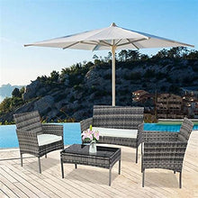 DUYHBAWRS Three Colors Patio Furniture Set Outdoor Living Room Balcony Rattan Four-Piece-Brown(D)