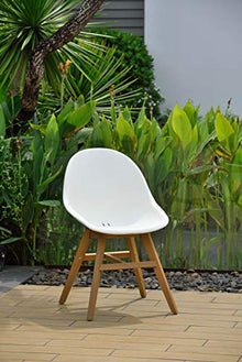 Amazonia Lothian 8-Piece Deluxe Patio Dining Set Teak Wood White Chairs