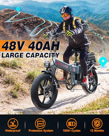 W Wallke Folding Electric Bike for Adults, 1750W Dual Motor, 48V 40Ah Long Range Ebike 20" Fat Tire Gray