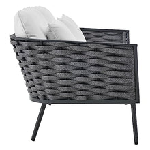 Modway Stance Outdoor Patio Contemporary Modern Woven Rope Loveseat in Gray White