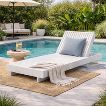 Christopher Knight Home Habery Acacia Wood Chaise Lounge Chair Outdoor, Solid Wood Patio Chaise Lounge, Poolside Sun Lounger, Adjustable Backrest Sunbathing Chair for Patio Garden, White