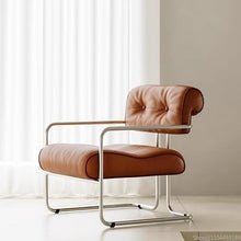 OUTIFUOSSR Mid-Century Modern Lounge Chair - Italian Minimalist Single Sofa with Stainless Steel Frame(Black)