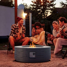 Cosiest Propane Fire Pit for Outside, 35 in Round Gas Fire Pits for Outdoor Patio, Certified, 50000 BTU Concrete Rectangle Base with Rain Cover, Free Lava Rocks