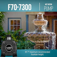 Little Giant 566729 7365 GPH Wet Rotor Pump with 40-Ft. Cord for ponds up to 7300 Gallons, Black, F70-7300