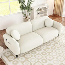 Merax Modern Loveseat Sofa with Ottoman & Pillows Beige