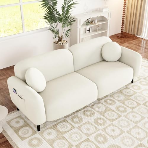 Merax Modern Loveseat Sofa with Ottoman & Pillows Beige
