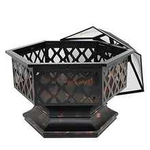 Garden Fire Pit Portable Metal Outdoor Party BBQ Fire Pit Fireplace Stove,with Mesh Screen Cover Fireplace Stove for Picnic Bonfire Patio Grill Barbecue Rack