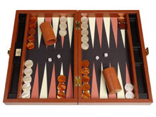 Zaza & Sacci Backgammon Board Game Set 16" Leather/Microfiber Case Brown