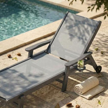 Outdoor HDPE Chaise Lounge Chairs Set of 6, Textilene Pool Loungers