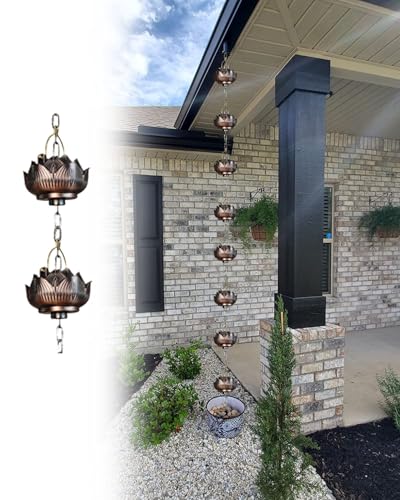 HCZKIUJ Decorative Rain Chain for Gutters, Cascading Waterfall Design Enhances Garden Aesthetics and Efficiently Directs Rainwater (Style2 8m (26.2ft))