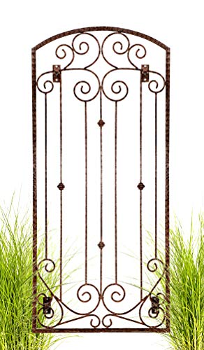 H Potter Wall Mounted Garden Trellis 72" H, Heavy Duty Iron, Charcoal Brown