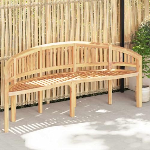 LKJVFCPW 78.7 Inch Banana Bench Solid Teak Wood Garden Seat Curved Patio Furniture for Outdoor Indoor Use