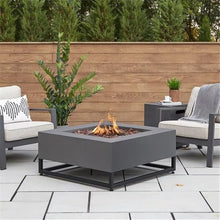 Real Flame Blake Square Propane Fire Table in Weathered Slate with Natural Gas Conversion Kit