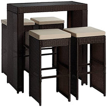 Teal Island Designs Port Henry Natural Cottage Coastal Rattan Rectangular Outdoor Bar Table and Chairs Furniture 39 1/2" x 19 3/4" Dark Brown Glass Tabletop for Front Porch Patio Home House Deck