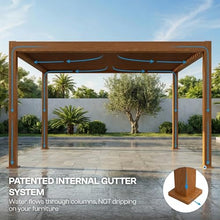 Patio Kingdom 10' x 10' Louvered Pergola Outdoor Aluminum Pergola Kit with Adjustable Roof, All-Weather Metal Gazebo with Drainage System for Patio, Deck, Garden and Backyard Shade, Wood Looking