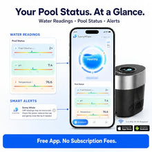 FinWhale Smart Chlorine Dispenser & Pool Monitor, Auto Dosing with Calculated Free Chlorine (FC), pH, ORP & Temp, Up to 25,000 Gal, 1" & 3" Tablets, Solar & Battery Powered, 2.4 GHz Wi-Fi, Free App